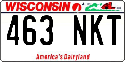 WI license plate 463NKT