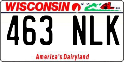 WI license plate 463NLK