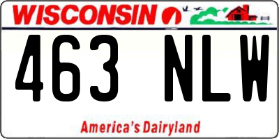 WI license plate 463NLW