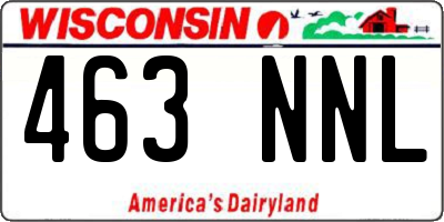 WI license plate 463NNL