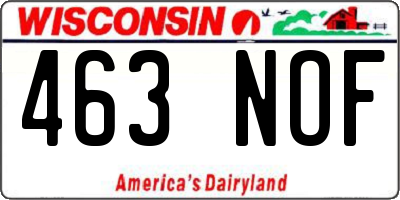 WI license plate 463NOF