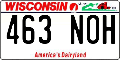 WI license plate 463NOH