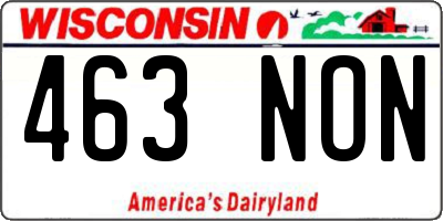 WI license plate 463NON