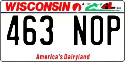 WI license plate 463NOP