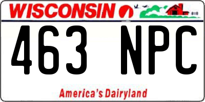 WI license plate 463NPC