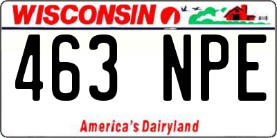 WI license plate 463NPE