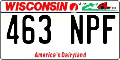 WI license plate 463NPF