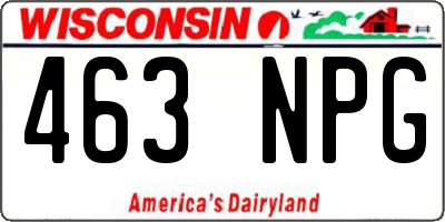 WI license plate 463NPG