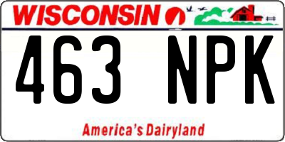 WI license plate 463NPK