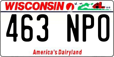 WI license plate 463NPO