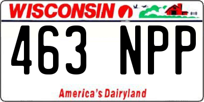 WI license plate 463NPP