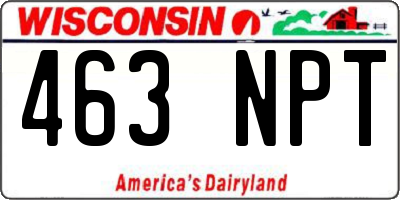 WI license plate 463NPT