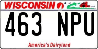 WI license plate 463NPU