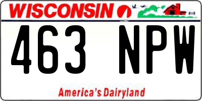WI license plate 463NPW