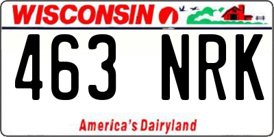 WI license plate 463NRK