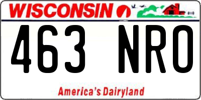 WI license plate 463NRO
