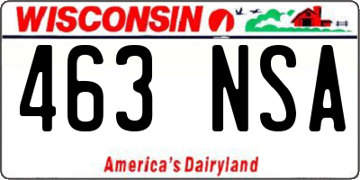 WI license plate 463NSA