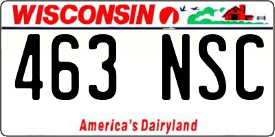 WI license plate 463NSC
