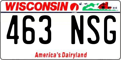WI license plate 463NSG