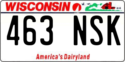 WI license plate 463NSK