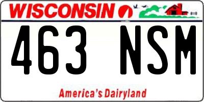 WI license plate 463NSM