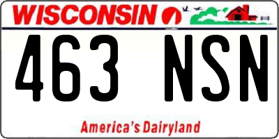 WI license plate 463NSN