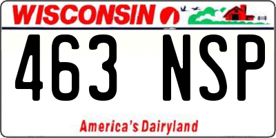 WI license plate 463NSP