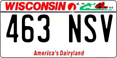 WI license plate 463NSV