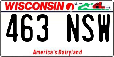 WI license plate 463NSW