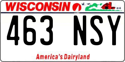 WI license plate 463NSY