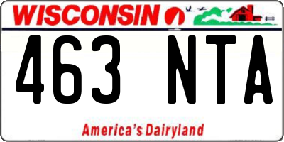 WI license plate 463NTA