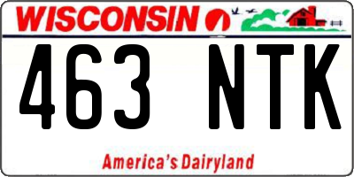 WI license plate 463NTK