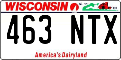 WI license plate 463NTX