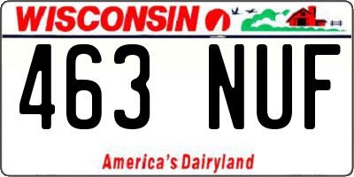 WI license plate 463NUF