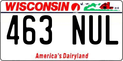 WI license plate 463NUL