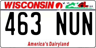 WI license plate 463NUN