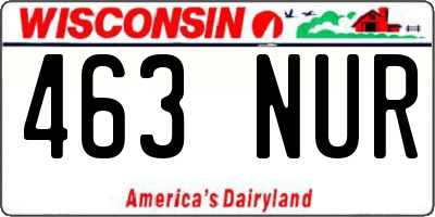 WI license plate 463NUR