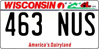 WI license plate 463NUS