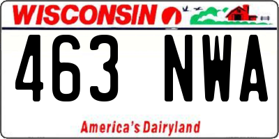 WI license plate 463NWA