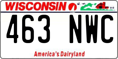 WI license plate 463NWC