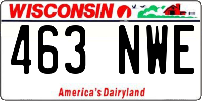 WI license plate 463NWE