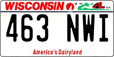 WI license plate 463NWI