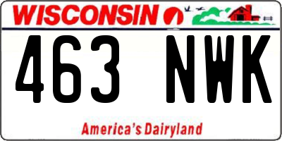WI license plate 463NWK