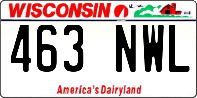 WI license plate 463NWL