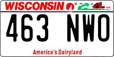 WI license plate 463NWO