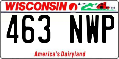 WI license plate 463NWP