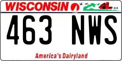 WI license plate 463NWS
