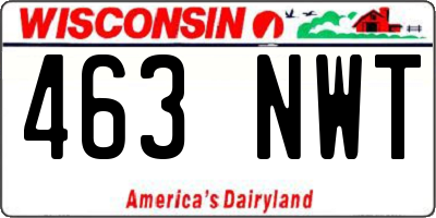WI license plate 463NWT
