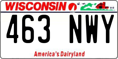 WI license plate 463NWY