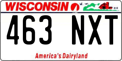 WI license plate 463NXT